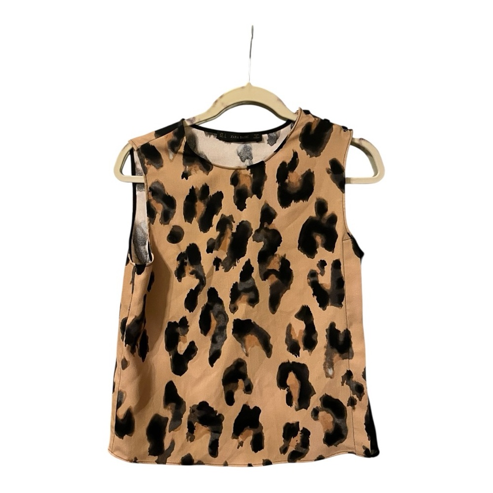 Zara Basic Leopard Print Sleeveless Top –‎ Size Small